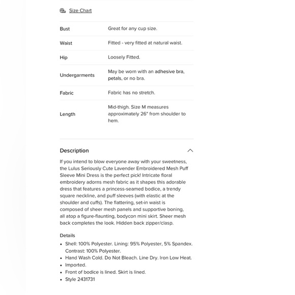 🆕 Lulus “Seriously Cute Lavender Embroidered Mesh Puff Sleeve Mini Dress” - Picture 4 of 13